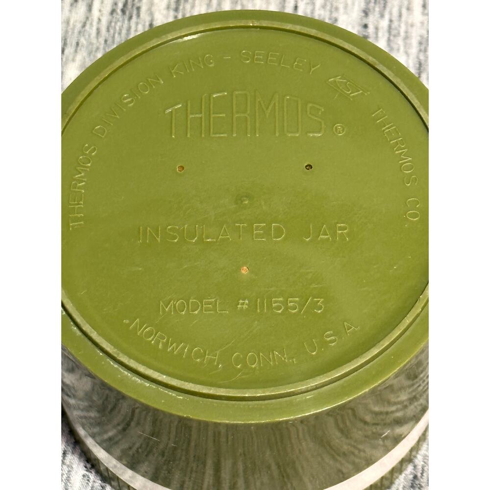 Vintage Olive Green Thermos Insulated Jar Model 1155/3 Mid Century Food Thermos - Picture 5 of 5